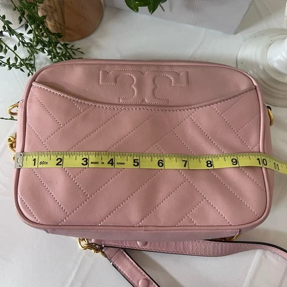 Tory Burch Pink and Gold Quilted Crossbody Bag - Picture 7 of 8